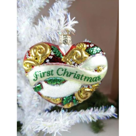 First Christmas Heart Old World Christmas Ornament - Picture 1 of 3